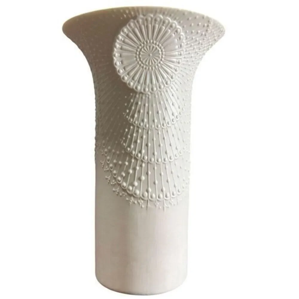 AK Kaiser Original 1970s OP Art Biscuit Porcelain‎ Vase Germany Art Deco MINT